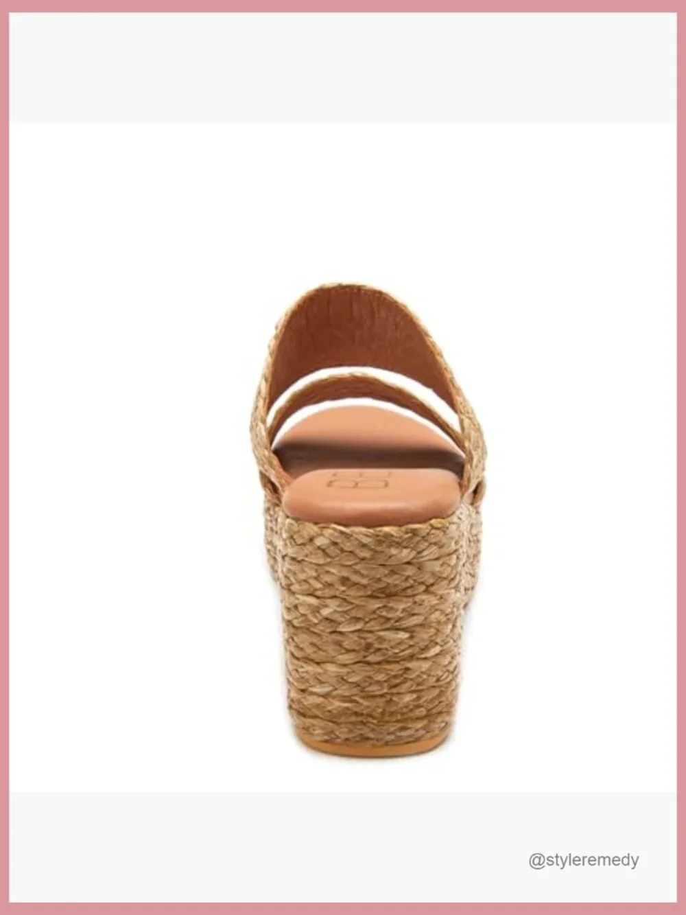 Platform Wedge Sandals - Woven Raffia Upper - Block Heel - Slip On Style